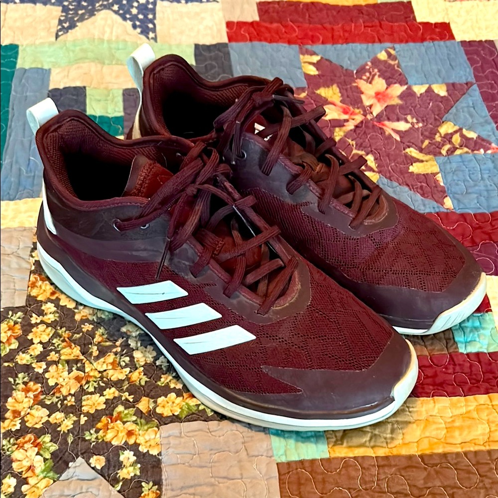 Adidas Men's Burgundy and White Athletic Shoes